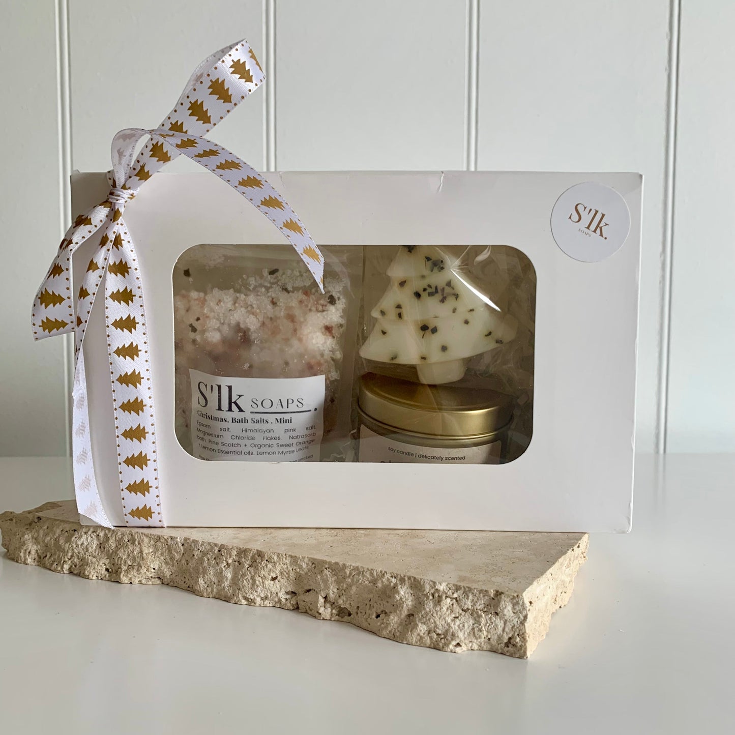 Limited Christmas Candle Gift Box - Xmas Bath Salt + Xmas Candle +Xmas Tree Soap Bar