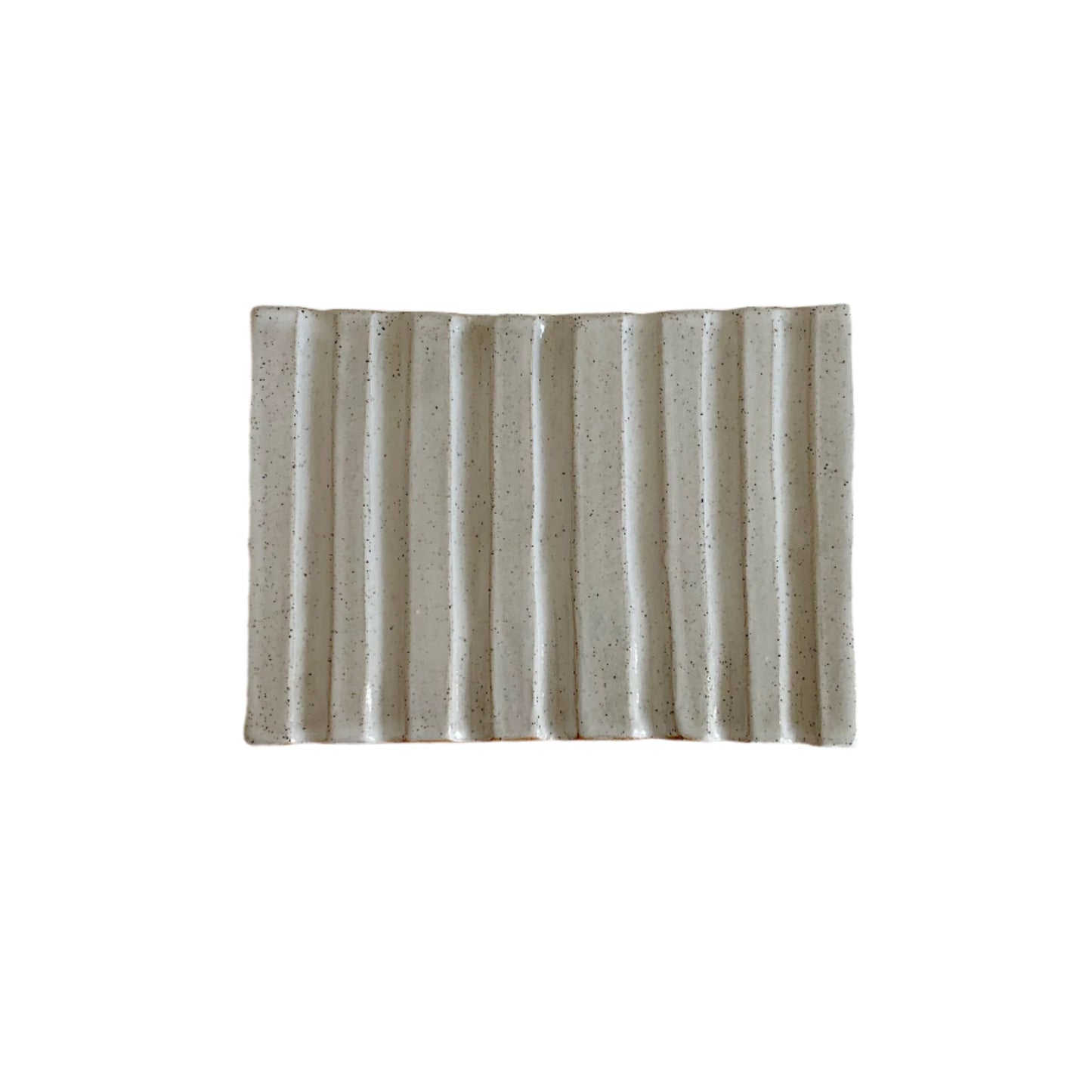 Ceramic Soap Dish - White Clay - White Glaze - Speckles