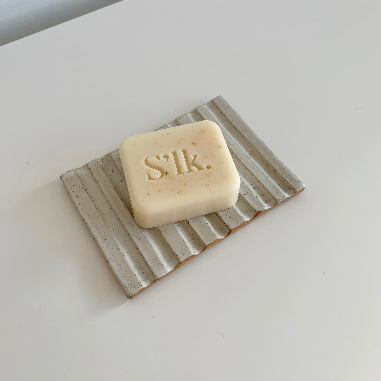 Ceramic Soap Dish - White Clay - White Glaze - Speckles