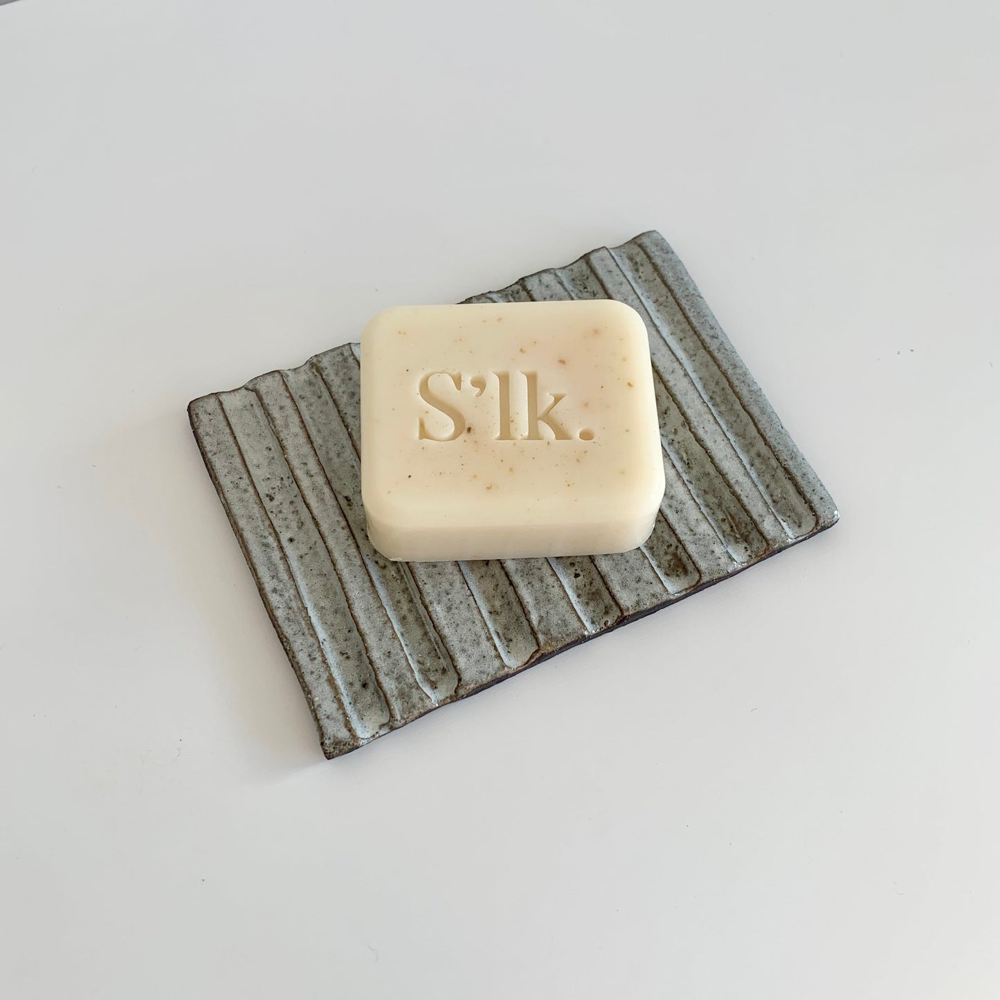 Ceramic Soap Dish - Black Clay - White Glaze - Speckle