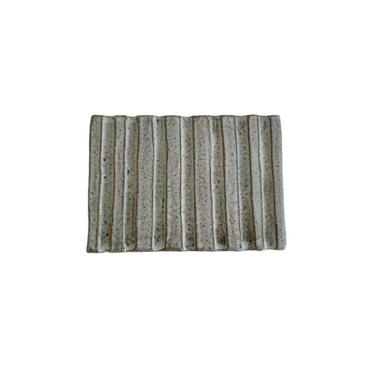 Ceramic Soap Dish - Black Clay - White Glaze - Speckle