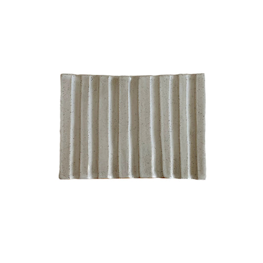 Ceramic Soap Dish - White Clay - White Glaze - Speckles